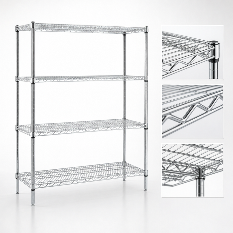 Product image #3 for Redipak 5-Tier Stationary Wire Shelving Unit, 48W x 24D x 74H, Chrome Finish
