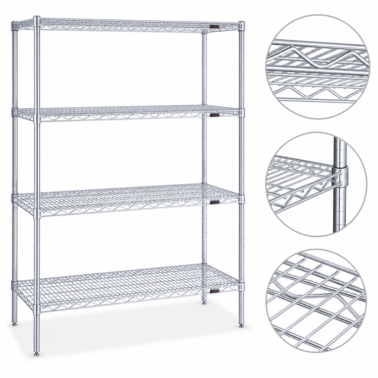 Product image #3 for Eagle Group 4-Tier Chrome Wire Shelving Starter Unit, 42 x 21 x 63 Inches
