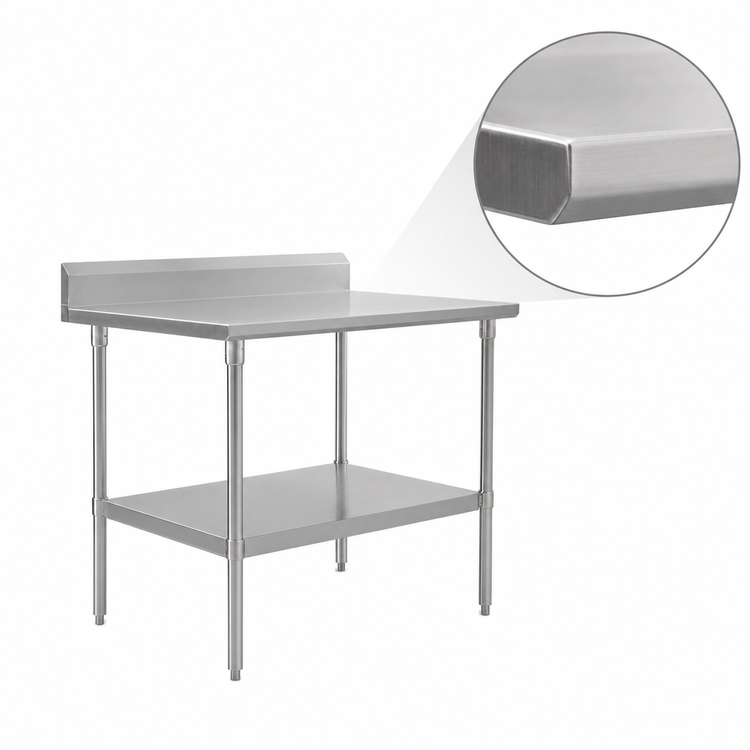 Product image #3 for John Boos Stallion Stainless Steel Work Table, 30-Inch W x 24-Inch D, 5-Inch Backsplash