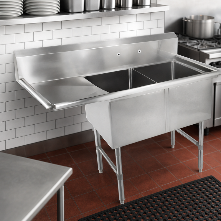 Product image #3 for John Boos B Series 2-Compartment 16-Gauge Stainless Steel Sink with Left Drainboard, 76-3/16 Inch x 29-1/2 Inch