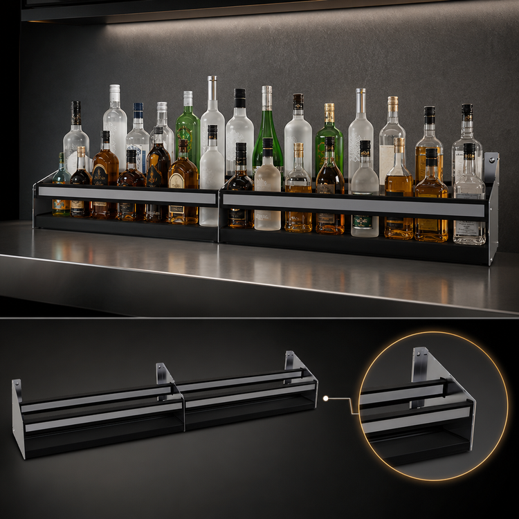 Product image #3 for Glastender 63-Inch Double Stainless Steel Speed Rail, Open Step-and-Rail Design