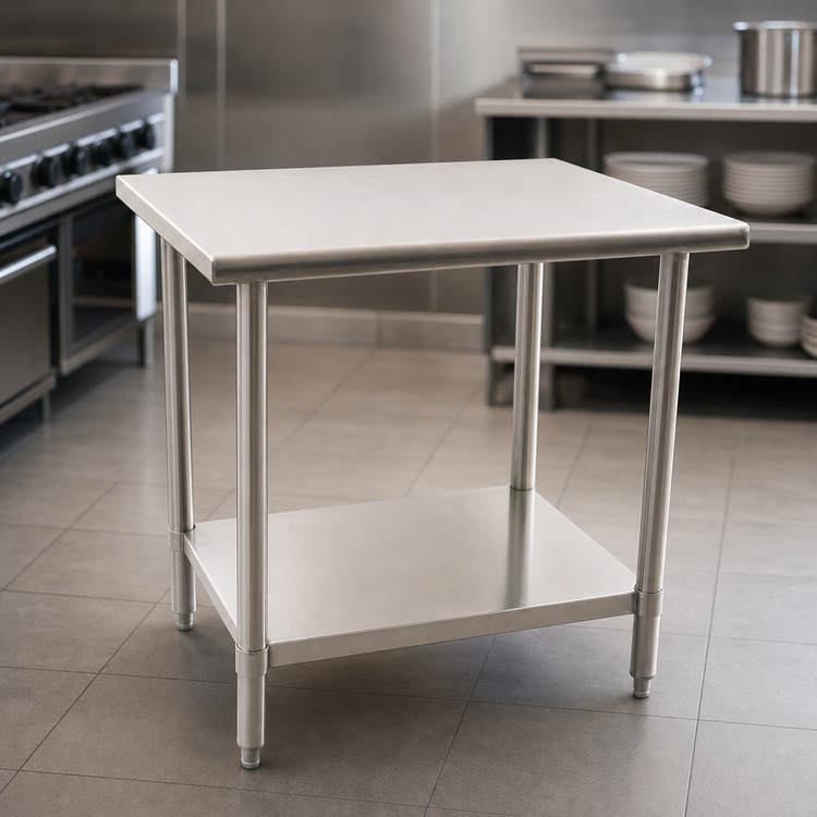 Product image #3 for BlendPort EL Series Stainless Steel Flat Top Work Table with Undershelf, 30 x 24 Inch
