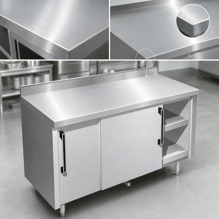 Product image #3 for 72-Inch x 32-Inch 304 Stainless Steel Utility Stand with Sliding Door Cabinet Base