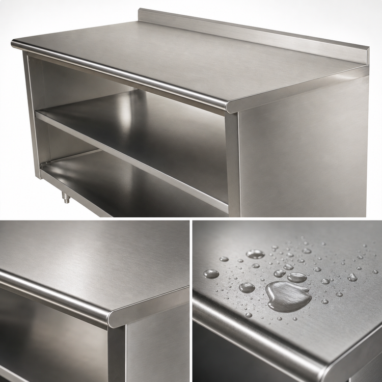 Product image #3 for Advance Tabco Special Value 36-Inch x 24-Inch 16-Gauge 304 Stainless Steel Economy Work Table with 5-Inch Backsplash and Mid Shelf