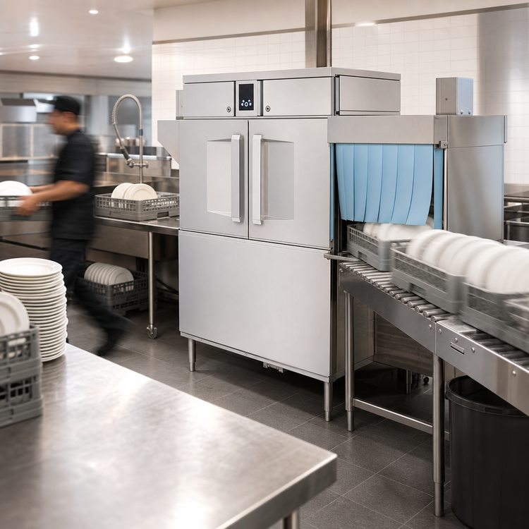 Product image #3 for Hobart Single-Tank High-Temperature Rack Conveyor Dishwasher, Convertible Final Rinse, 202 Racks/Hour