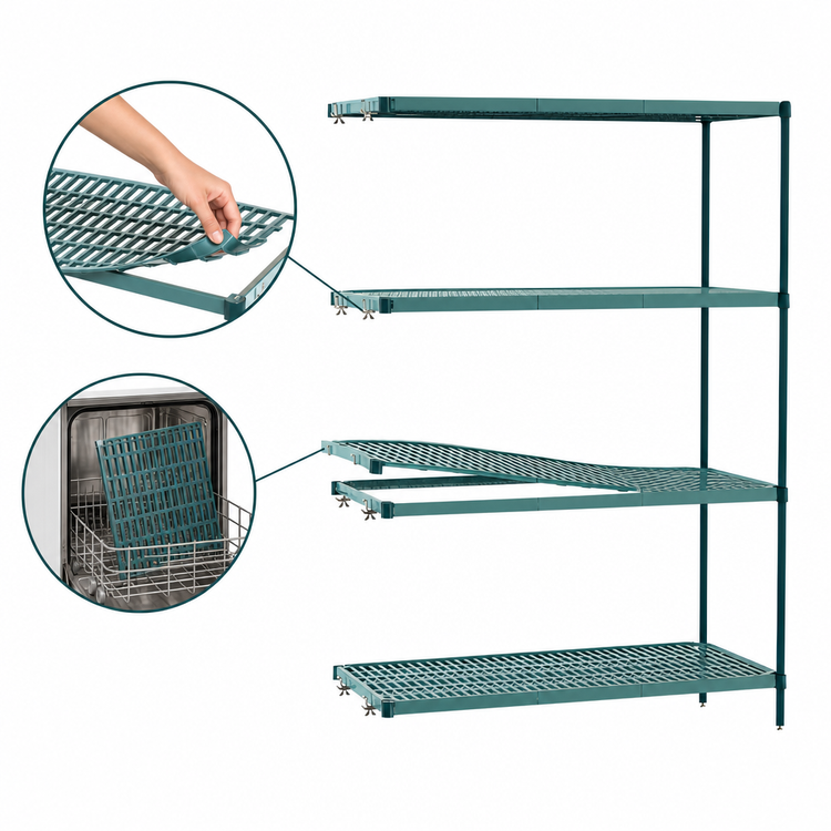 Product image #3 for Metro Super Erecta Pro Add-On Polymer Shelving Unit, 24 x 72 x 63 Inches, 4 Shelves, Green