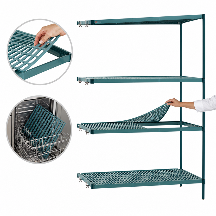 Product image #3 for Super Erecta Pro Add-On Shelving Unit with Removable Polymer Shelf Mats, 21"W x 60"D x 63"H