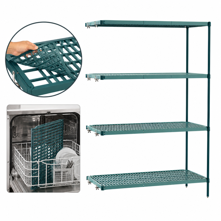 Product image #3 for Metro Super Erecta Pro Green 4-Shelf Add-On Polymer Shelving Unit, 18 x 48 x 63 Inches