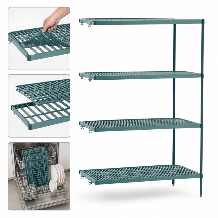 Product image #3 for Metro Super Erecta Pro 21"W x 48"D x 63"H Stationary Polymer Add-On Shelving Unit with 4 Shelves
