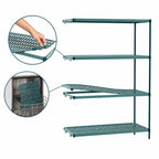 Thumbnail image #3 for Metro Super Erecta Pro PR-247263K3-A-4 Add-On Polymer Shelving Unit, 24 x 72 x 63 in., 4 Shelves, Green