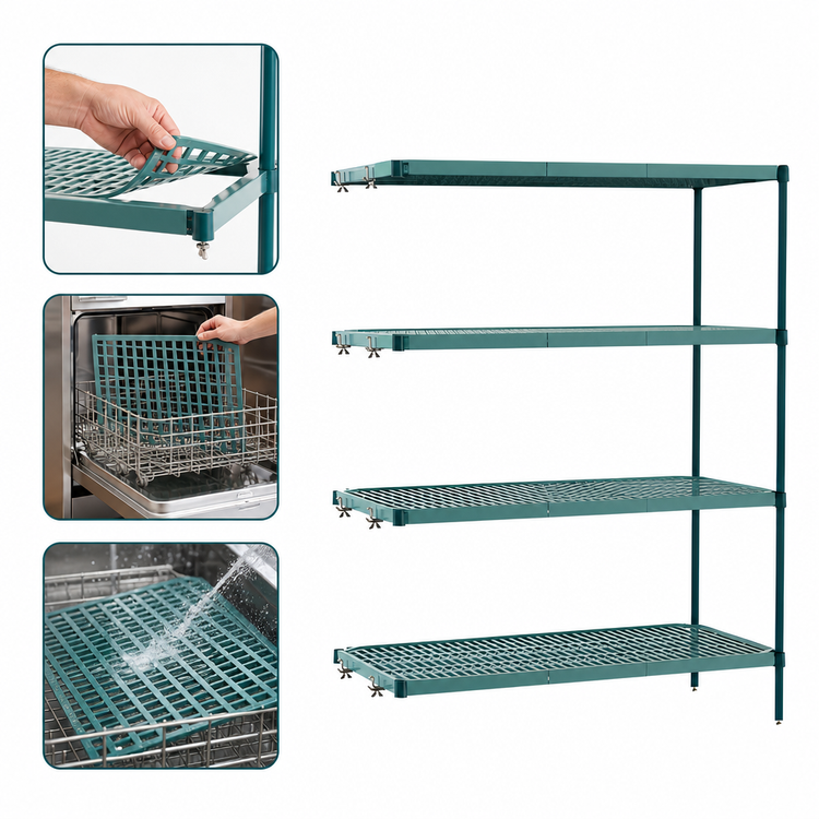 Product image #3 for Metro Super Erecta Pro Corrosion-Resistant Add-On Polymer Shelving Unit, 24 x 42 x 74 Inches, 4 Shelves, Stationary