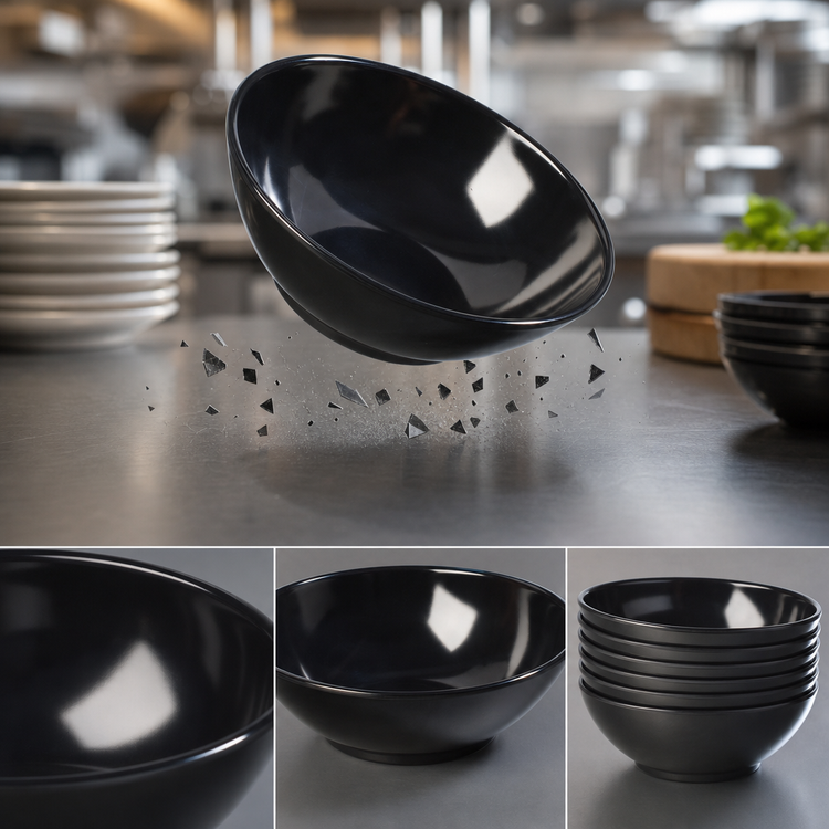 Product image #4 for Carlisle 6.5-Inch Black Melamine Coupe Salad Bowl, 14 oz.