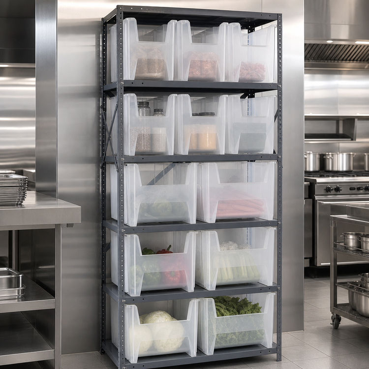 Product image #3 for Quantum Heavy-Duty Wire Shelving Unit with 6 Shelves and 12 Clear Bins, 36 x 18 x 75 Inches
