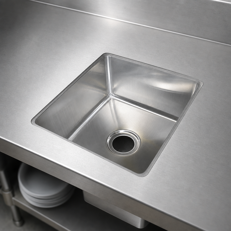 Product image #3 for John Boos Weld-In Undermount Single-Compartment Stainless Steel Sink, 10 Inch x 14 Inch x 10 Inch