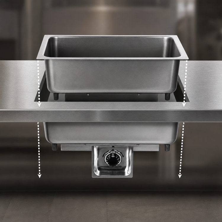 Product image #3 for APW Wyott BM-30 Built-In Bottom-Mount Electric Hot Food Well, Single 12 x 20 Pan