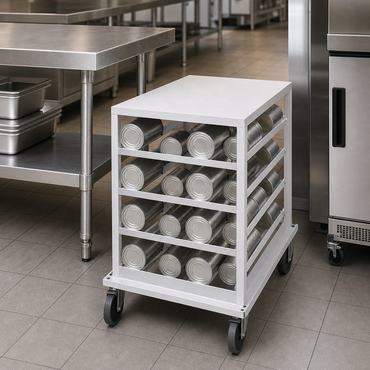 Product image #3 for Advance Tabco Mobile Aluminum Can Rack with Aluminum Top for #5 and #10 Cans