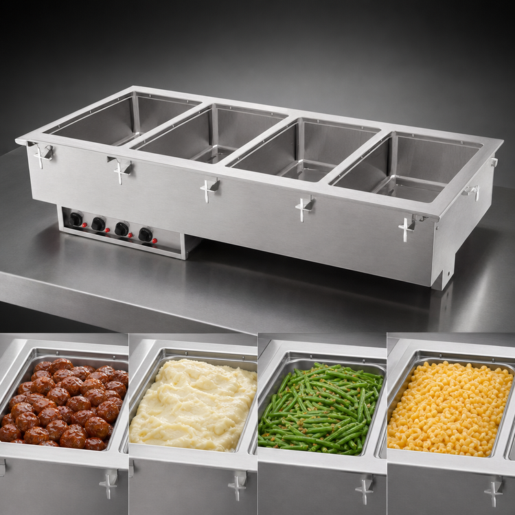 Product image #3 for Vollrath Four-Well Electric Drop-In Hot Food Well with Auto-Fill and Thermostatic Controls, 240V