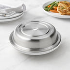 Thumbnail image #3 for American Metalcraft PC0988S Round Stainless Steel Plate Cover, Satin Finish, Finger Hole, 9-5/8"–9-7/8" Diameter Case of 24