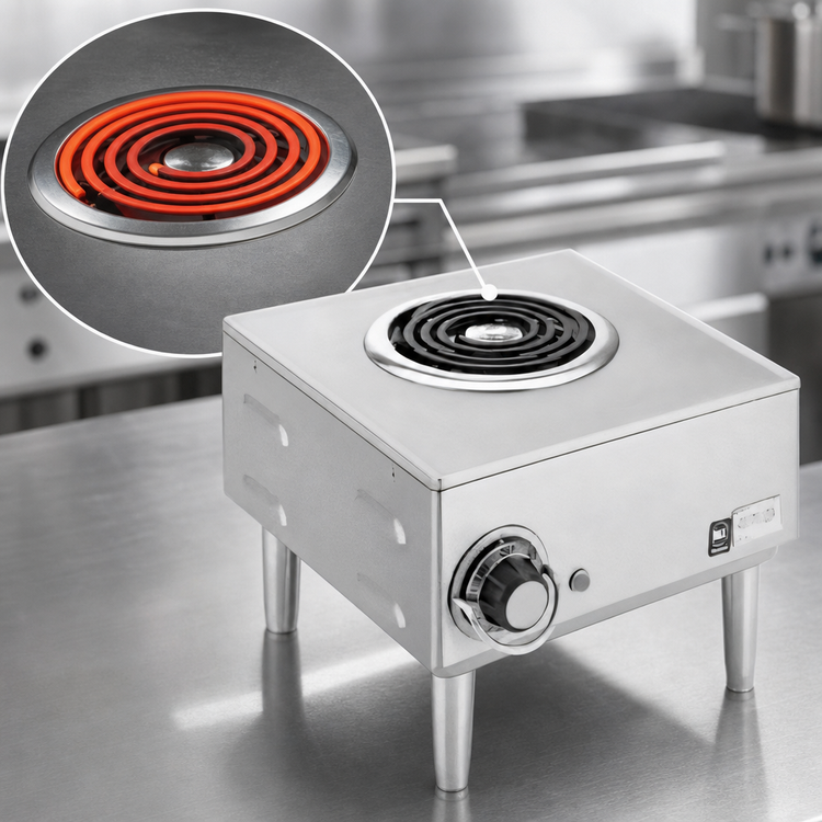 Product image #3 for Wells H-33 Countertop Electric Hot Plate, Single Burner, Flat Spiral Element