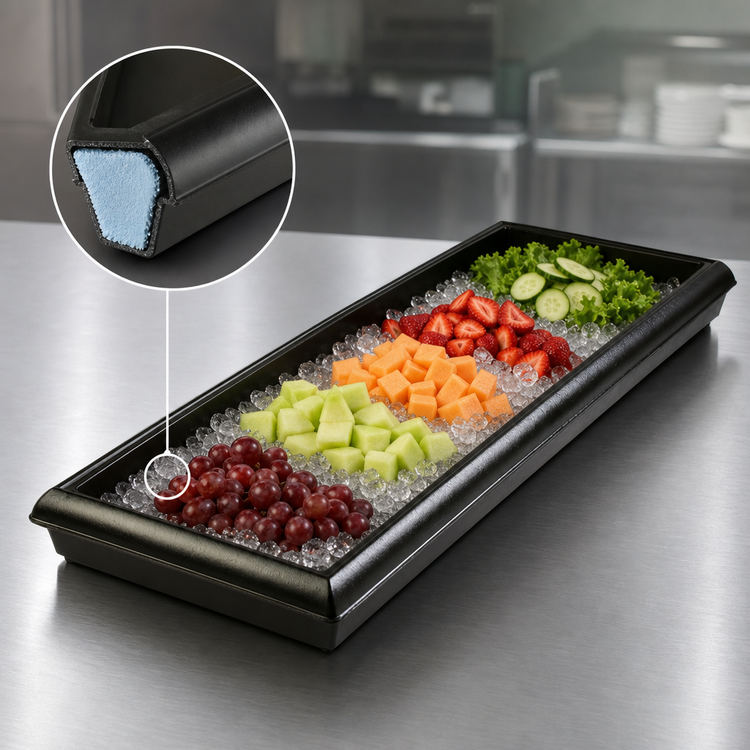 Product image #3 for FiveStar Insulated Cold Food Buffet Bar, 70-5/8 x 24-7/8 x 6-5/8 Inches, Black Polyethylene