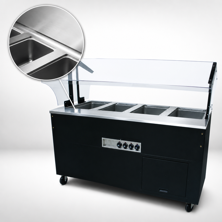 Product image #3 for Advance Tabco Triumph (Supreme) Portable Electric Hot Food Buffet Table with 4 Sealed Wells and Sneeze Guard