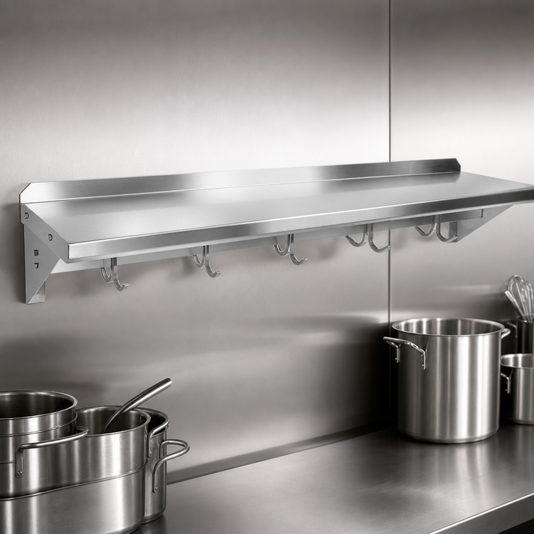Product image #3 for John Boos Stallion 144-Inch Wall-Mounted Stainless Steel Pot Rack Shelf