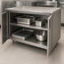 Thumbnail image #3 for Advance Tabco Special Value Economy Enclosed Work Table with Cabinet Base, Mid-Shelf, Hinged Doors, 48 x 30 Inch, 16 Gauge 304 Stainless Steel Top