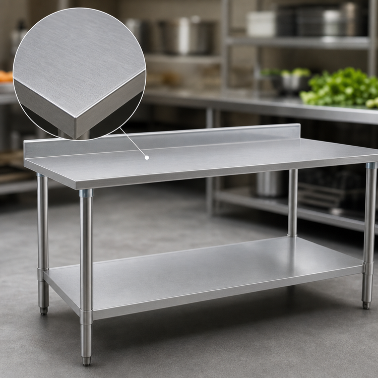 Product image #3 for Deluxe Series Stainless Steel Work Table with 4-1/2-Inch Backsplash and Adjustable Undershelf, 30 x 24 Inches