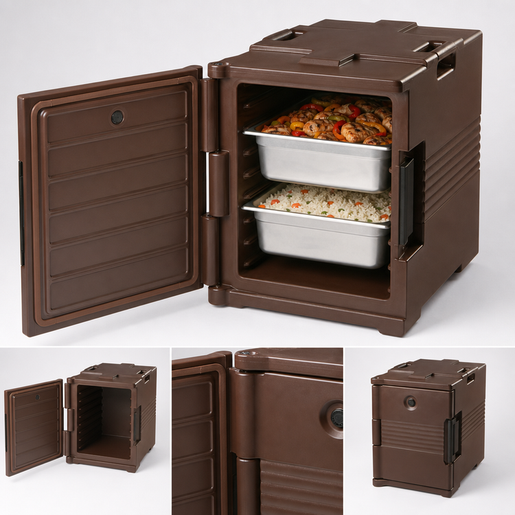 Product image #4 for Cambro Ultra Pan Carrier Front-Loading Insulated Food Pan Carrier, 60 Qt, Dark Brown