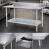 Thumbnail image #3 for 60-Inch x 24-Inch 18-Gauge 400 Series Stainless Steel Work Table with 5-Inch Backsplash and Adjustable Undershelf