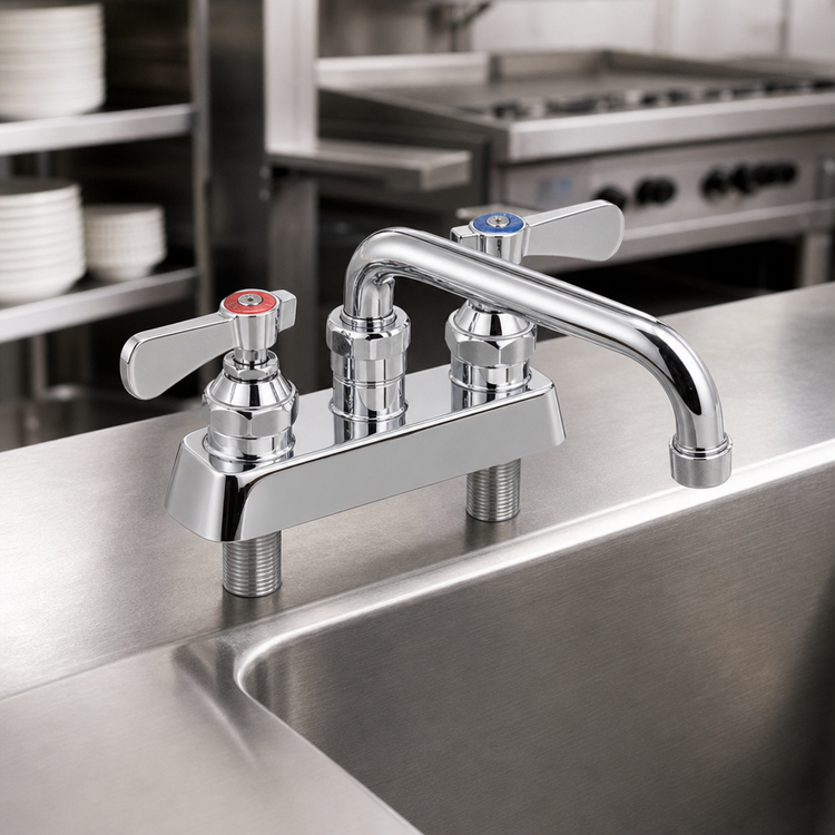 Product image #3 for OptiFlow Heavy Duty Solid Body Deck Mount Faucet with 12-Inch Swing Spout, 4-Inch Centers