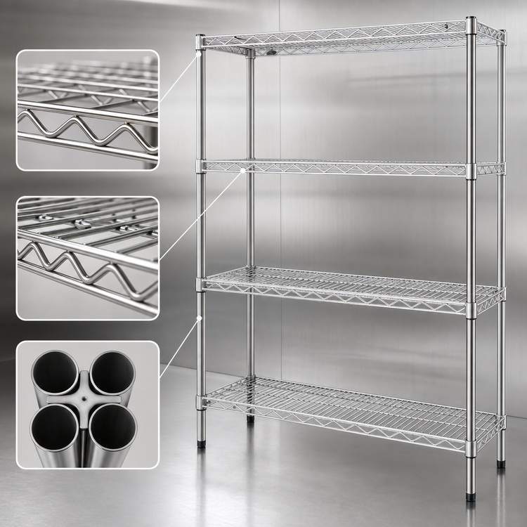 Product image #3 for Eagle Group 4-Tier Wire Shelving Starter Unit, 42 x 18 x 74 Inches, Stainless Steel Finish