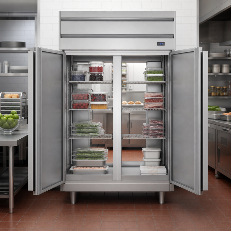 Product image #3 for Beverage Air P Series Two-Section Pass-Thru Freezer, 48.33 Cu. Ft., Top-Mounted Self-Contained Refrigeration