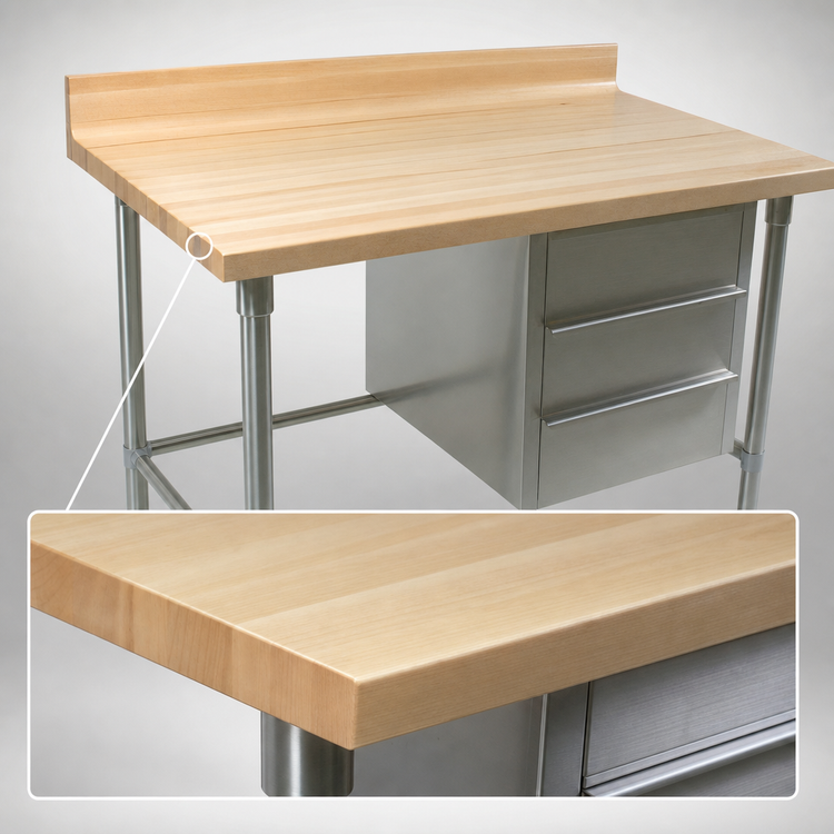 Product image #3 for John Boos BT1S04 96-Inch x 30-Inch Wood Top Baker's Table with 3 Drawers and Stainless Steel Base