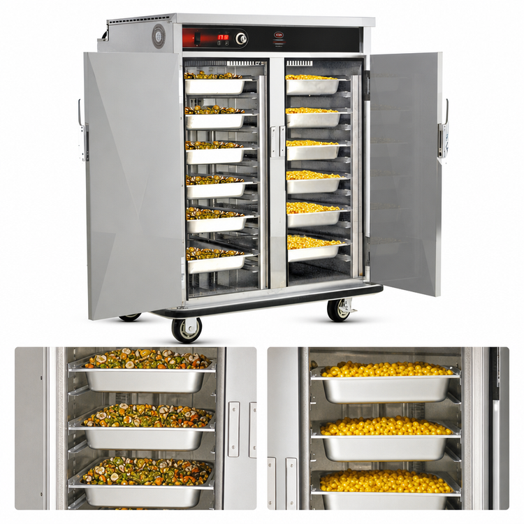 Product image #3 for FWE PST-20 Mobile Double-Compartment Heated Holding Cabinet, 20 Pan Capacity