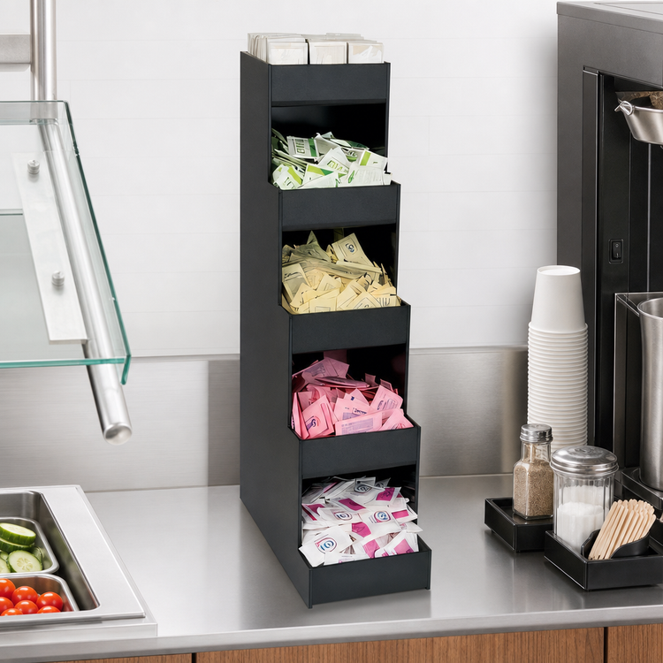Product image #3 for Dispense-Rite Vertical Countertop 5-Compartment Condiment Organizer, Black Polystyrene