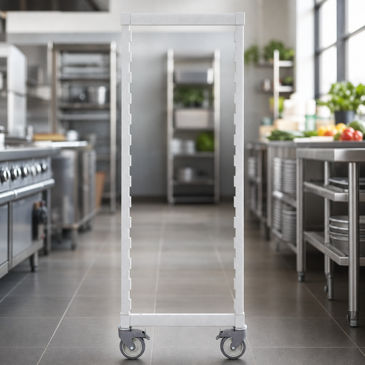 Product image #4 for Cambro Camshelving Premium Series Mobile Post Kit with Total-Locking Swivel Casters, 21 Inch Wide x 67-1/4 Inch High, Speckled Gray