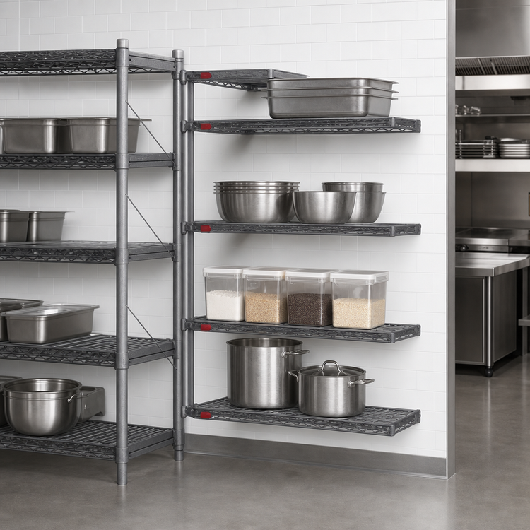 Product image #3 for Eagle Group Valu-Master 4-Tier Add-On Wire Shelving Unit, 42 x 24 x 63 Inches, Pewter Gray Epoxy