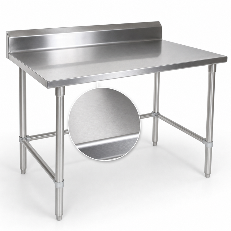 Product image #3 for John Boos Stallion 72" x 24" Stainless Steel Work Table with 5" Backsplash and Galvanized Base