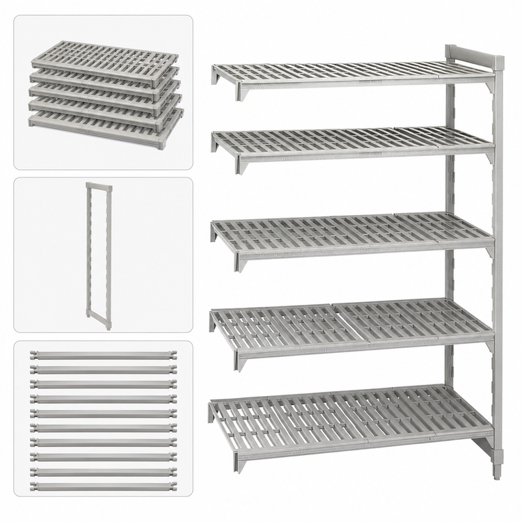 Product image #4 for Cambro Camshelving Premium 5-Shelf Add-On Vented Polymer Shelving Unit, 36" W x 21" D x 64" H, Speckled Gray
