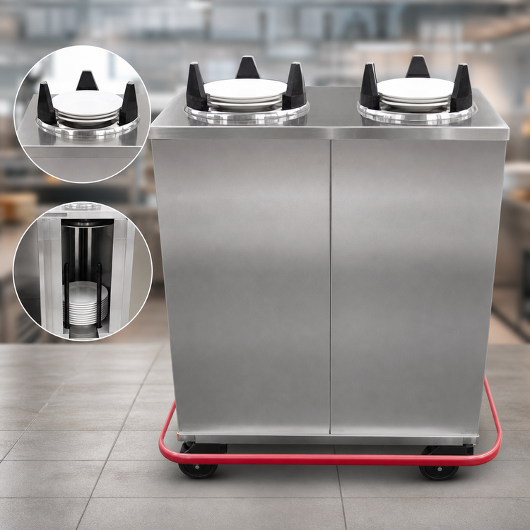 Product image #3 for Carter-Hoffmann Mobile Enclosed Heated Plate Dispenser Cart for 9-Inch Round Plates, 2-Silo