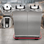 Thumbnail image #3 for Carter-Hoffmann (Middleby) EPDHT2S9 Mobile Enclosed Heated Plate Dispenser Cart, 2-Compartment, Stainless Steel, 9-Inch Round Plates