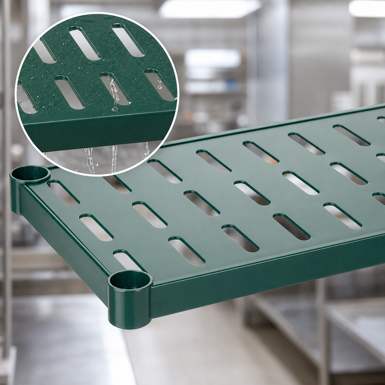 Product image #3 for Quik-Set 54 x 18 Inches Louvered Solid Shelf, 14-Gauge Galvanized Steel, Green Epoxy Finish