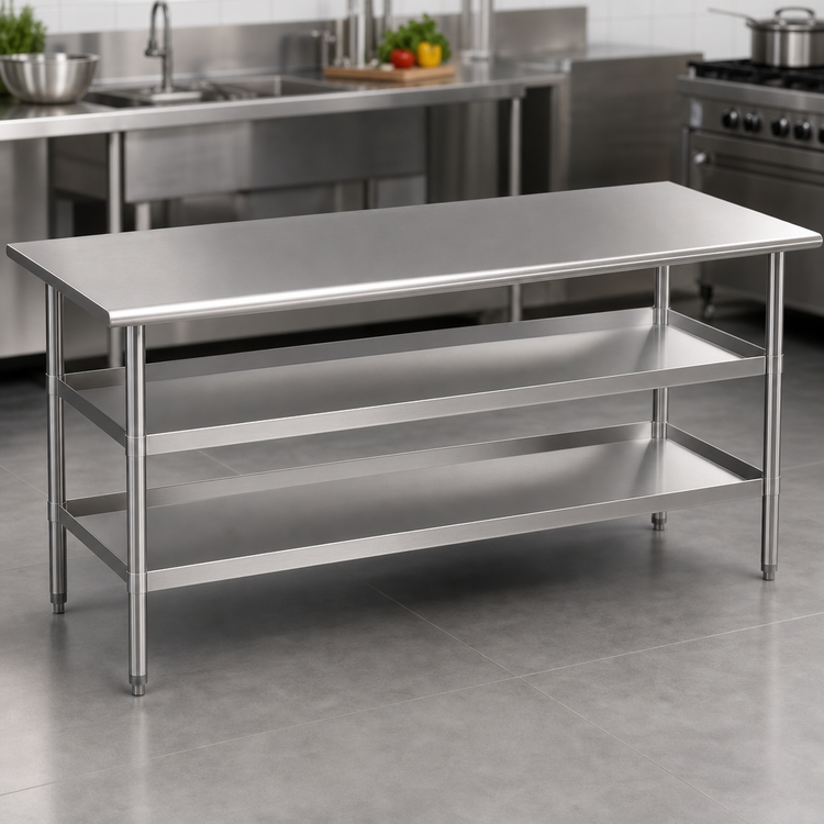 Product image #4 for Flash Furniture Ravenel 72-Inch Stainless Steel 18-Gauge Work Table with 2 Undershelves