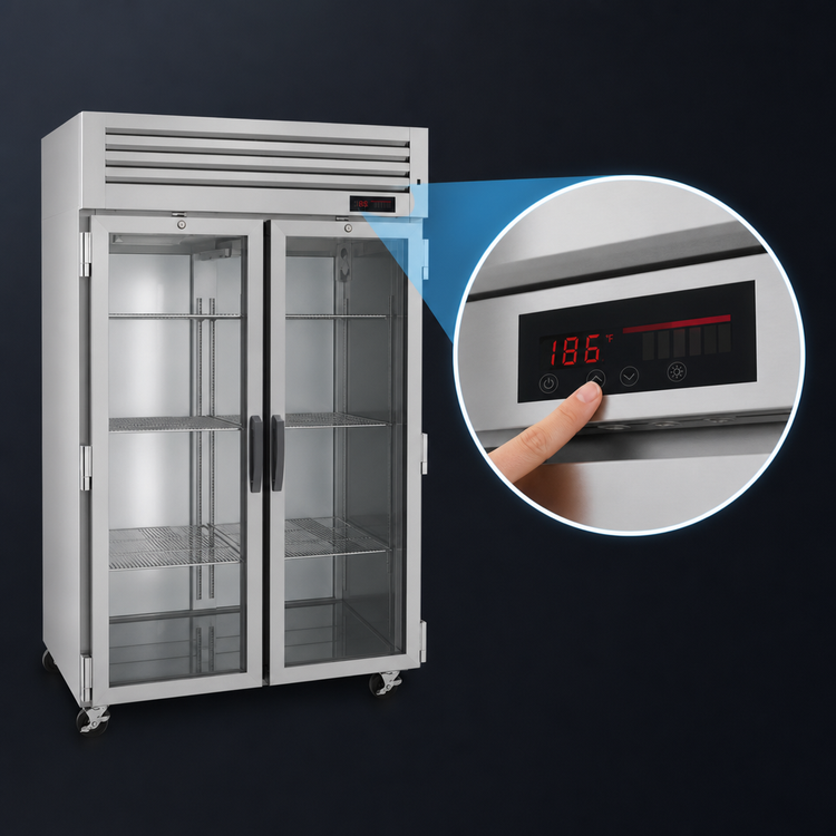 Product image #3 for Turbo Air PRO Series Two-Section Reach-In Glass Door Heated Holding Cabinet, 47.7 Cu. Ft.