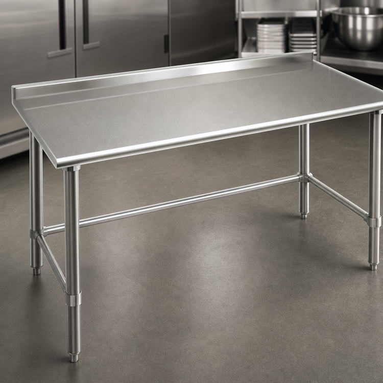 Product image #3 for Eagle Group Deluxe Series Stainless Steel Work Table with 16-Gauge 300 Series Top and 1-1/2 Inch Rear Up-Turn, 30 x 24 Inches