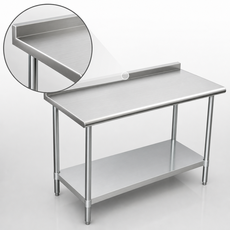 Product image #3 for Serv-Ware 15 Inch x 30 Inch Standard Series Stainless Steel Filler Work Table with 2 Inch Turnup