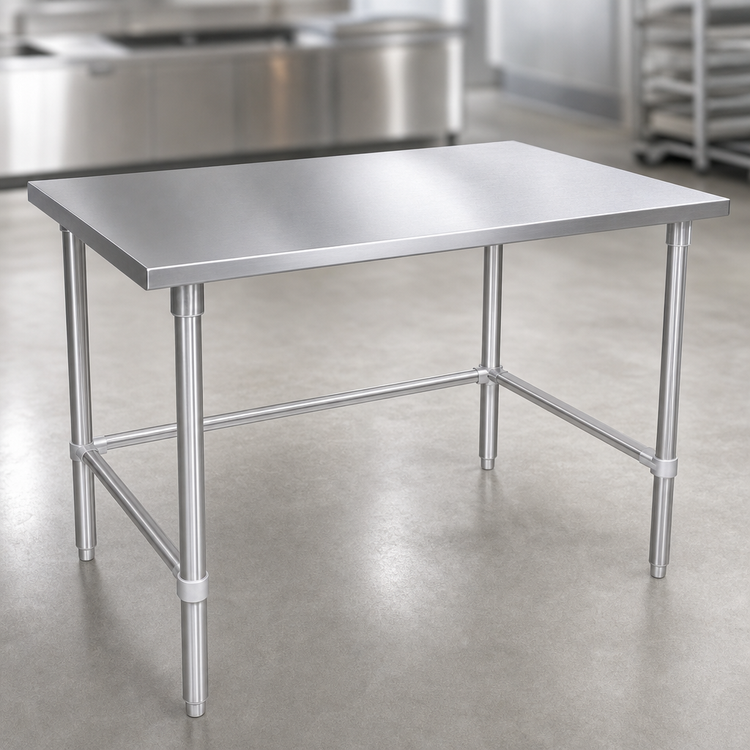 Product image #3 for John Boos Stallion 48" x 24" 16-Gauge 300-Series Stainless Steel Flat Top Work Table