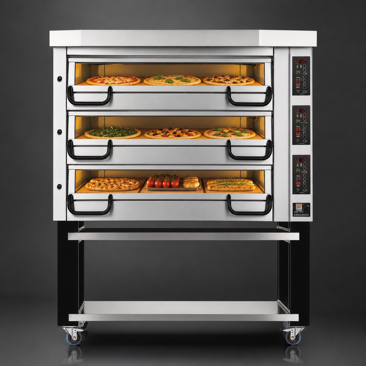 Product image #3 for PizzaMaster PM 733ED Triple Deck Modular Electric Pizza Oven with 42 x 28 Inch Baking Surface