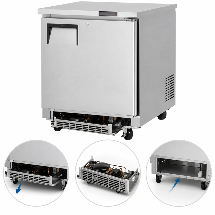 Product image #3 for Everest Refrigeration ETBF1 Back-Mount Undercounter Worktop Freezer, 1-Section, 7.5 Cu. Ft., Stainless Steel
